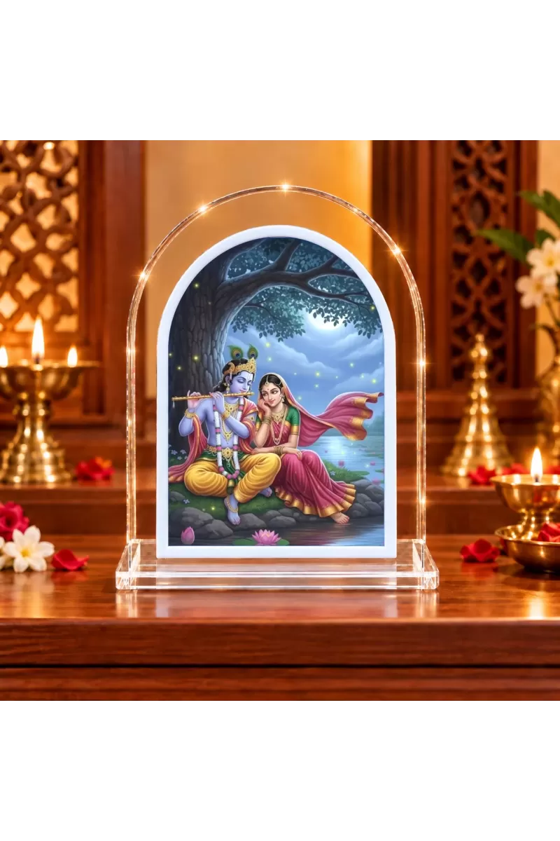 Radha Krishna L Shape Acrylic Showpiece 3 X 3.5 Inch For Home, Office And Car (F176344)
