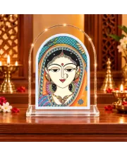 Maa Durga L Shape Acrylic Showpiece 3 X 3.5 Inch For Home, Office And Car (F176346)