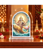 Maa Ganga L Shape Acrylic Showpiece 3 X 3.5 Inch For Home, Office And Car (F176350)