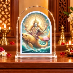 Maa Ganga L Shape Acrylic Showpiece 3 X 3.5 Inch For Home, Office And Car (F176350)