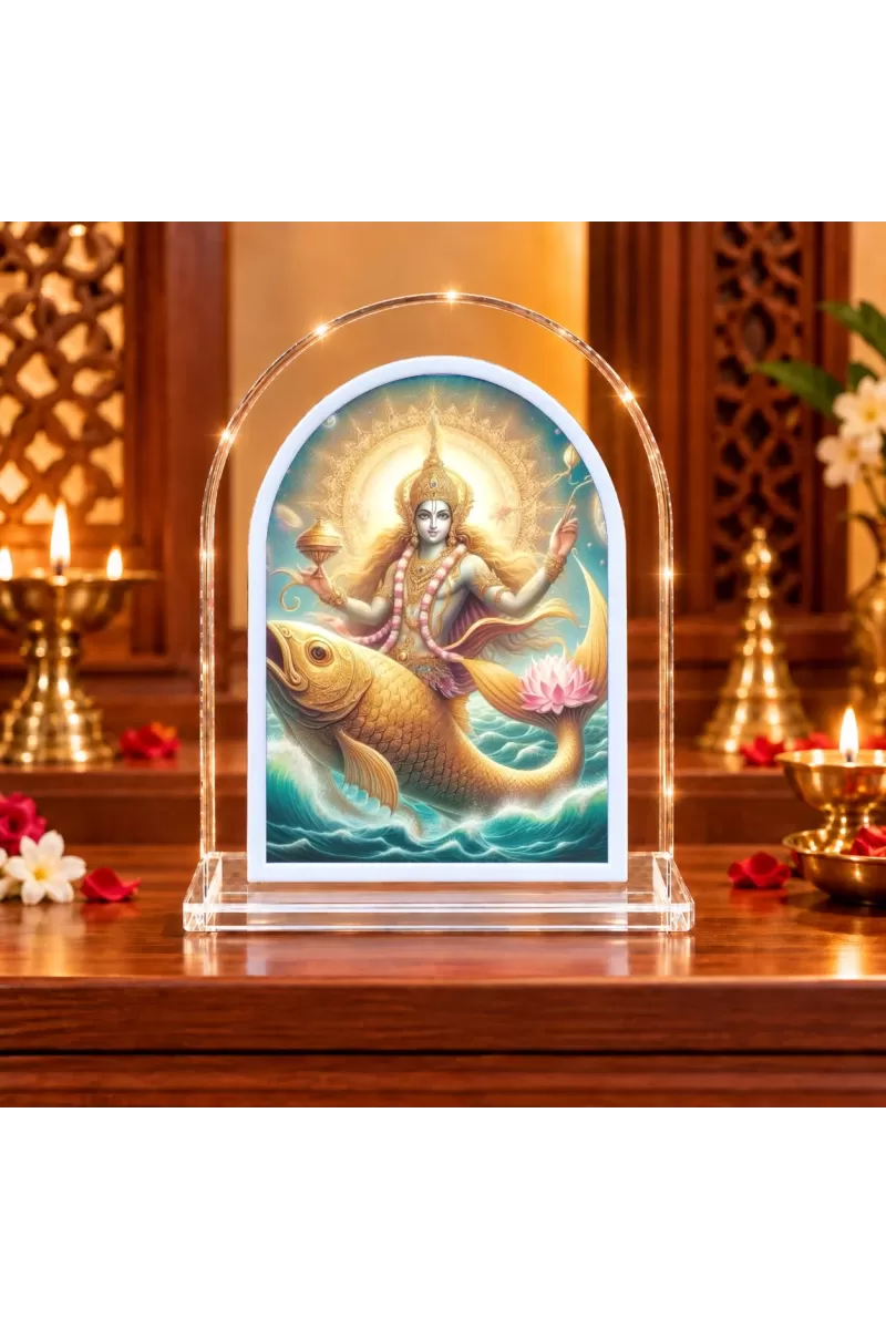Maa Ganga L Shape Acrylic Showpiece 3 X 3.5 Inch For Home, Office And Car (F176350)