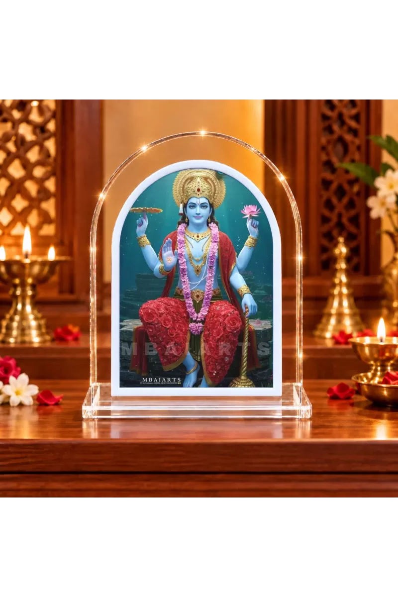 Lord Vishnu L Shape Acrylic Showpiece 3 X 3.5 Inch For Home, Office And Car (F176354)
