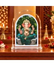 Lord Ganesha L Shape Acrylic Showpiece 3 X 3.5 Inch For Home, Office And Car (F176355)