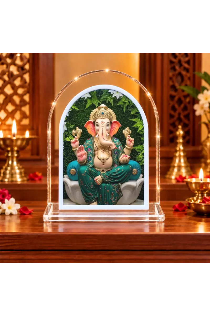 Lord Ganesha L Shape Acrylic Showpiece 3 X 3.5 Inch For Home, Office And Car (F176355)