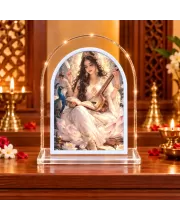 Goddess Saraswati L Shape Acrylic Showpiece 3 X 3.5 Inch For Home, Office And Car (F176356)