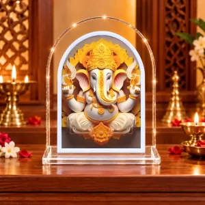 Lord Ganesha L Shape Acrylic Showpiece 3 X 3.5 Inch For Home, Office And Car (F176359) Lord Ganesha L Shape Acrylic Showpiece 3 X 3.5 Inch For Home, Office And Car (F176359)