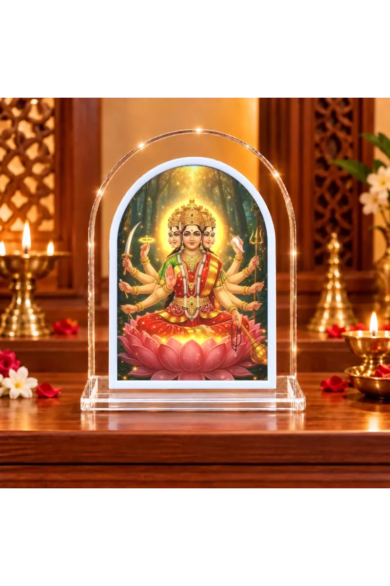Gayatri Mata L Shape Acrylic Showpiece 3 X 3.5 Inch For Home, Office And Car (F176360)