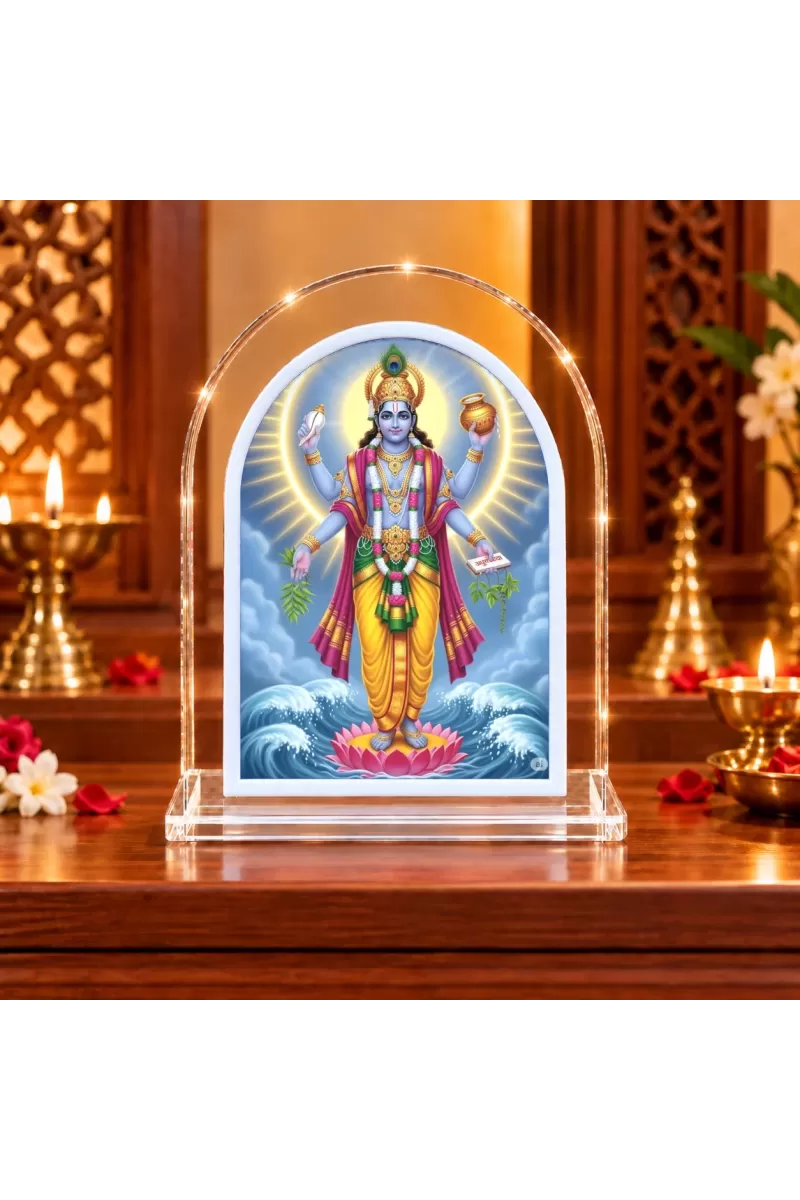Lord Vishnu L Shape Acrylic Showpiece 3 X 3.5 Inch For Home, Office And Car (F176361)