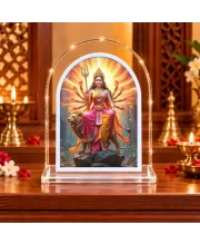 Durga Maa L Shape Acrylic Showpiece 3 X 3.5 Inch For Home, Office And Car (F176362)