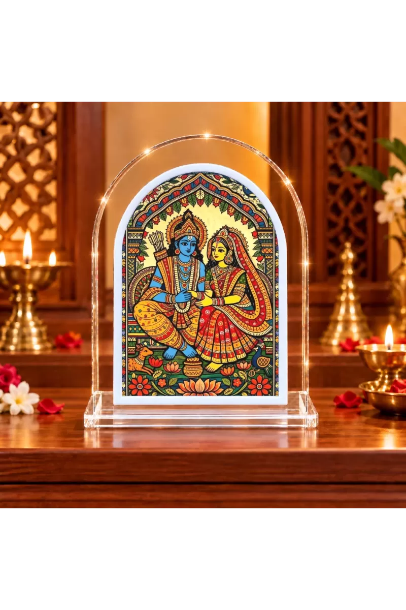 Ram Sita L Shape Acrylic Showpiece 3 X 3.5 Inch For Home, Office And Car (F176363)