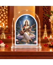 Goddess Saraswati L Shape Acrylic Showpiece 3 X 3.5 Inch For Home, Office And Car (F176365)