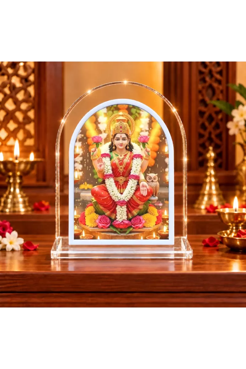 Maa Lakshmi L Shape Acrylic Showpiece 3 X 3.5 Inch For Home, Office And Car (F176366)