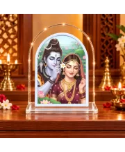 Shiva Parvati L Shape Acrylic Showpiece 3 X 3.5 Inch For Home, Office And Car (F176367)