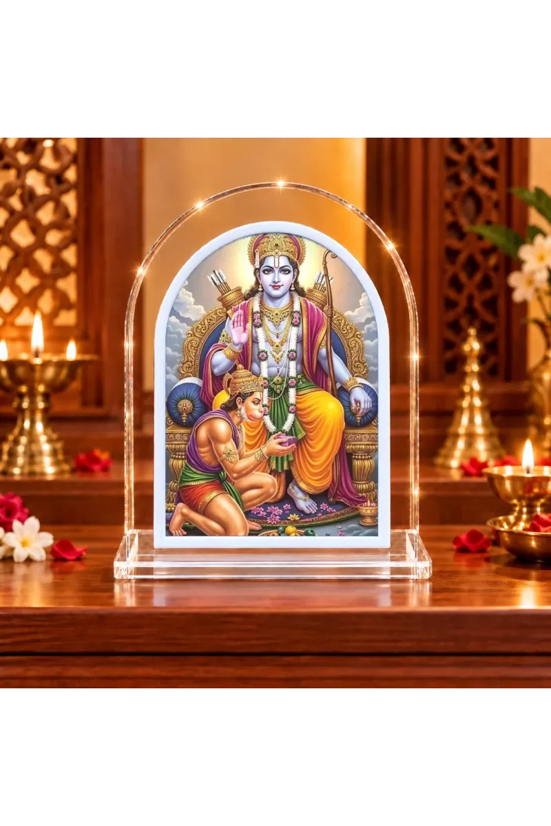 Lord Rama And Hanuman L Shape Acrylic Showpiece 3 X 3.5 Inch For Home, Office And Car (F176368)