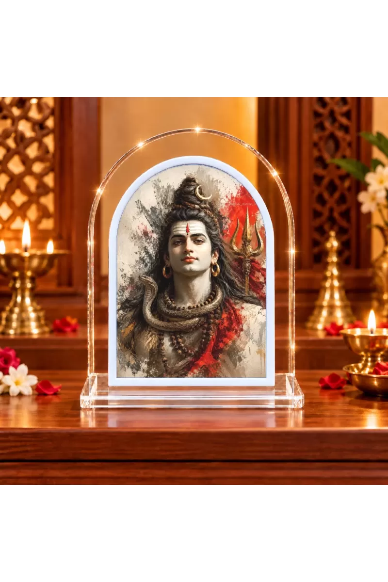 Lord Shiva L Shape Acrylic Showpiece 3 X 3.5 Inch For Home, Office And Car (F176369)