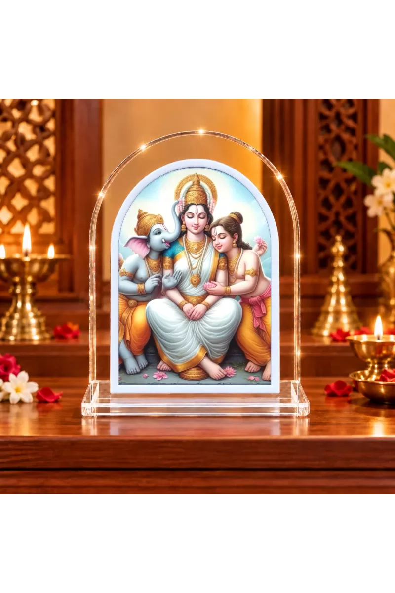 Maa Durga L Shape Acrylic Showpiece 3 X 3.5 Inch For Home, Office And Car (F176370)