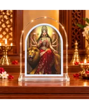 Durga Maa L Shape Acrylic Showpiece 3 X 3.5 Inch For Home, Office And Car (F176372)