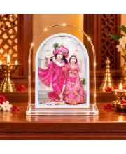 Radha Krishna L Shape Acrylic Showpiece 3 X 3.5 Inch For Home, Office And Car (F176374)