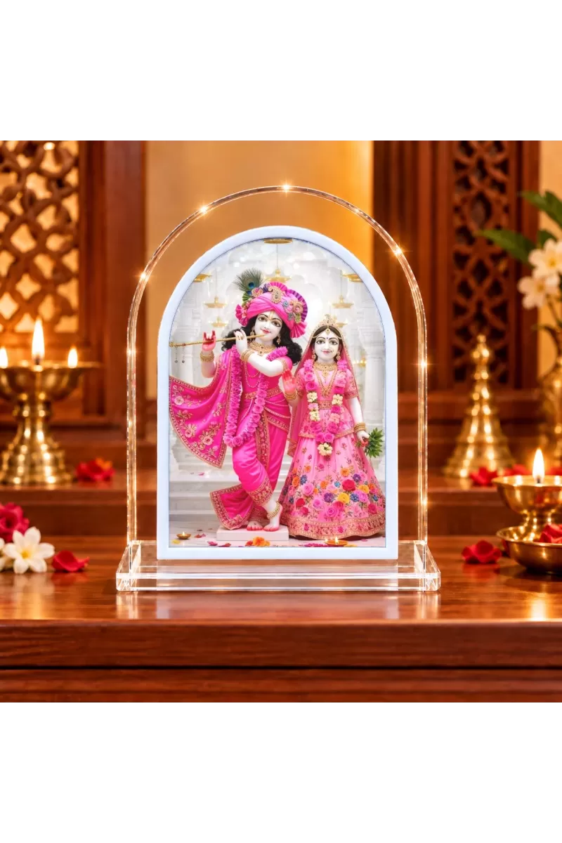 Radha Krishna L Shape Acrylic Showpiece 3 X 3.5 Inch For Home, Office And Car (F176374)