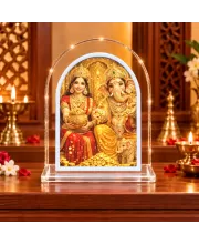 Lakshmi Ganesha L Shape Acrylic Showpiece 3 X 3.5 Inch For Home, Office And Car (F176375)