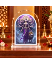 Durga Maa L Shape Acrylic Showpiece 3 X 3.5 Inch For Home, Office And Car (F176382)