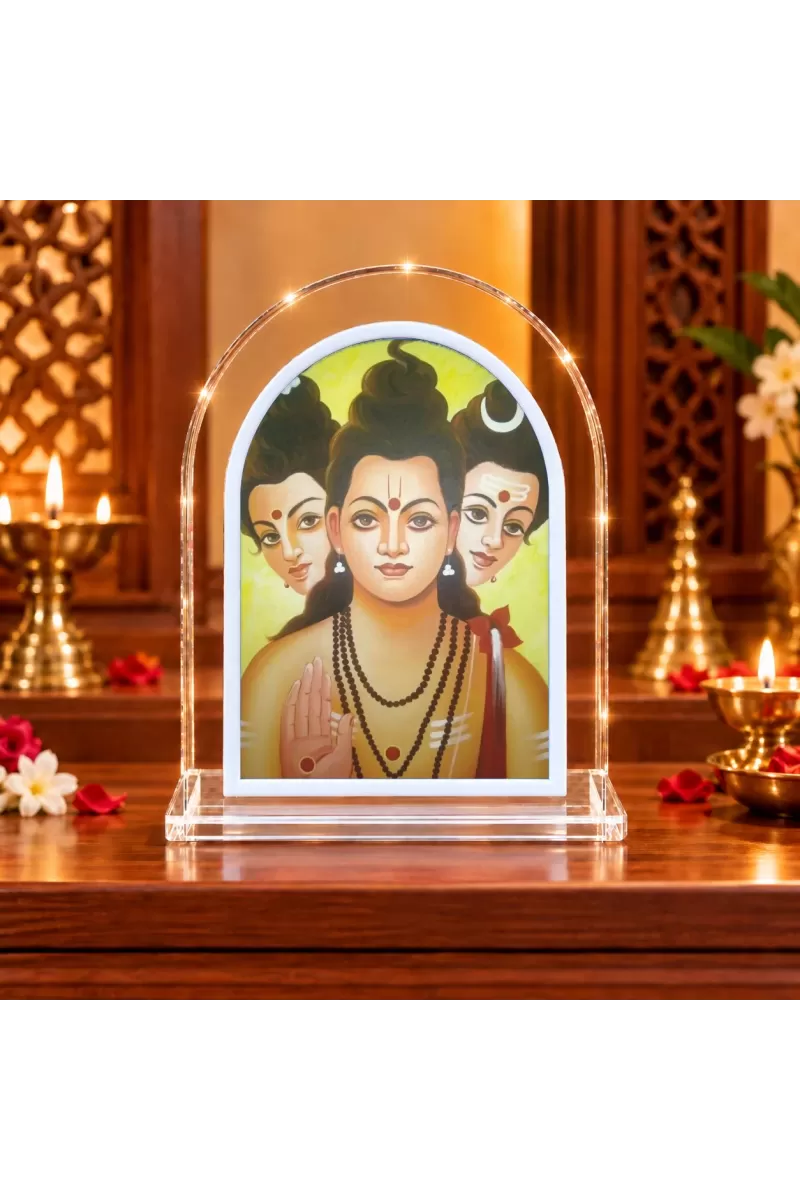 Sri Dattatreya L Shape Acrylic Showpiece 3 X 3.5 Inch For Home, Office And Car (F176385)