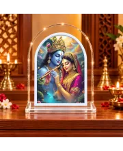 Radha Krishna L Shape Acrylic Showpiece 3 X 3.5 Inch For Home, Office And Car (F176386)
