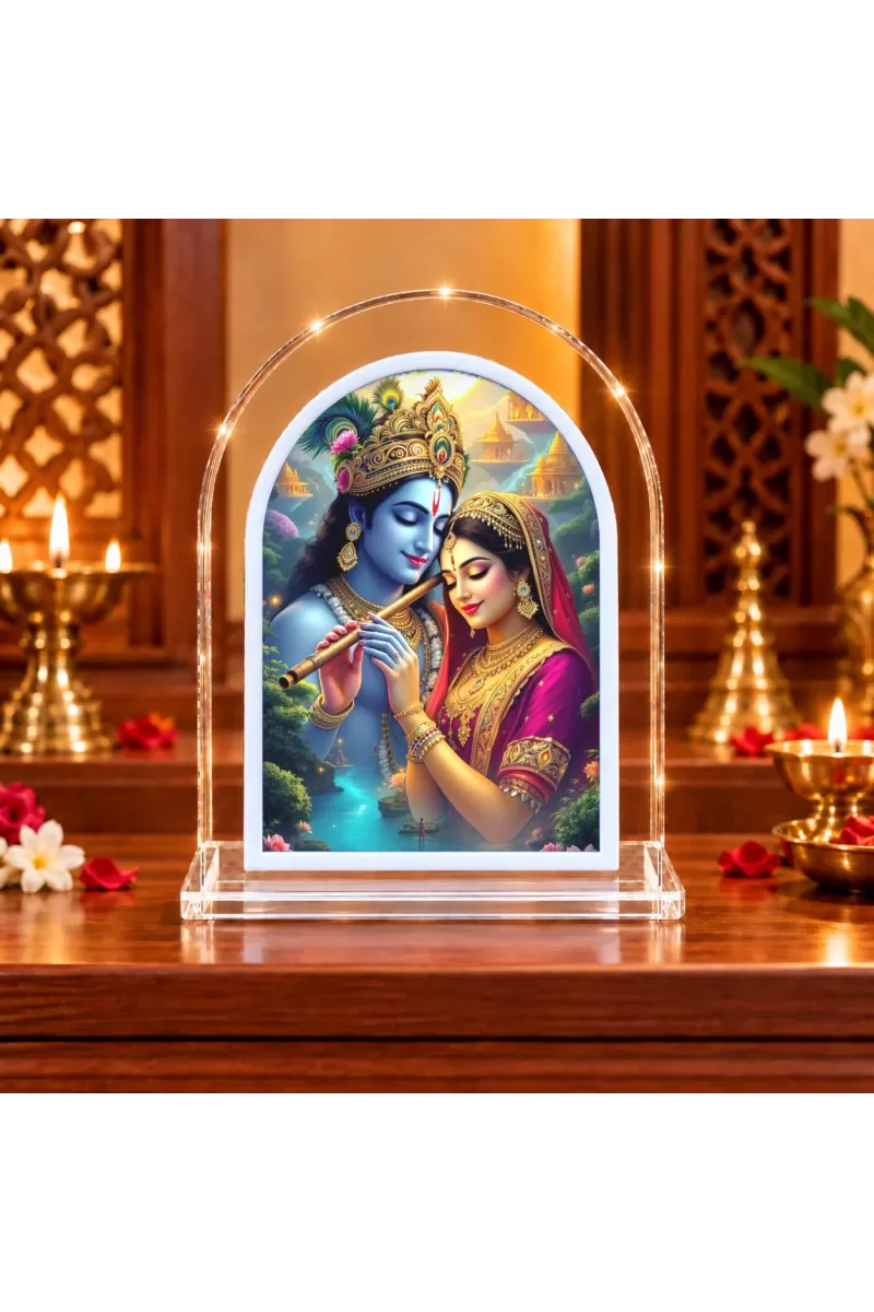 Radha Krishna L Shape Acrylic Showpiece 3 X 3.5 Inch For Home, Office And Car (F176386)