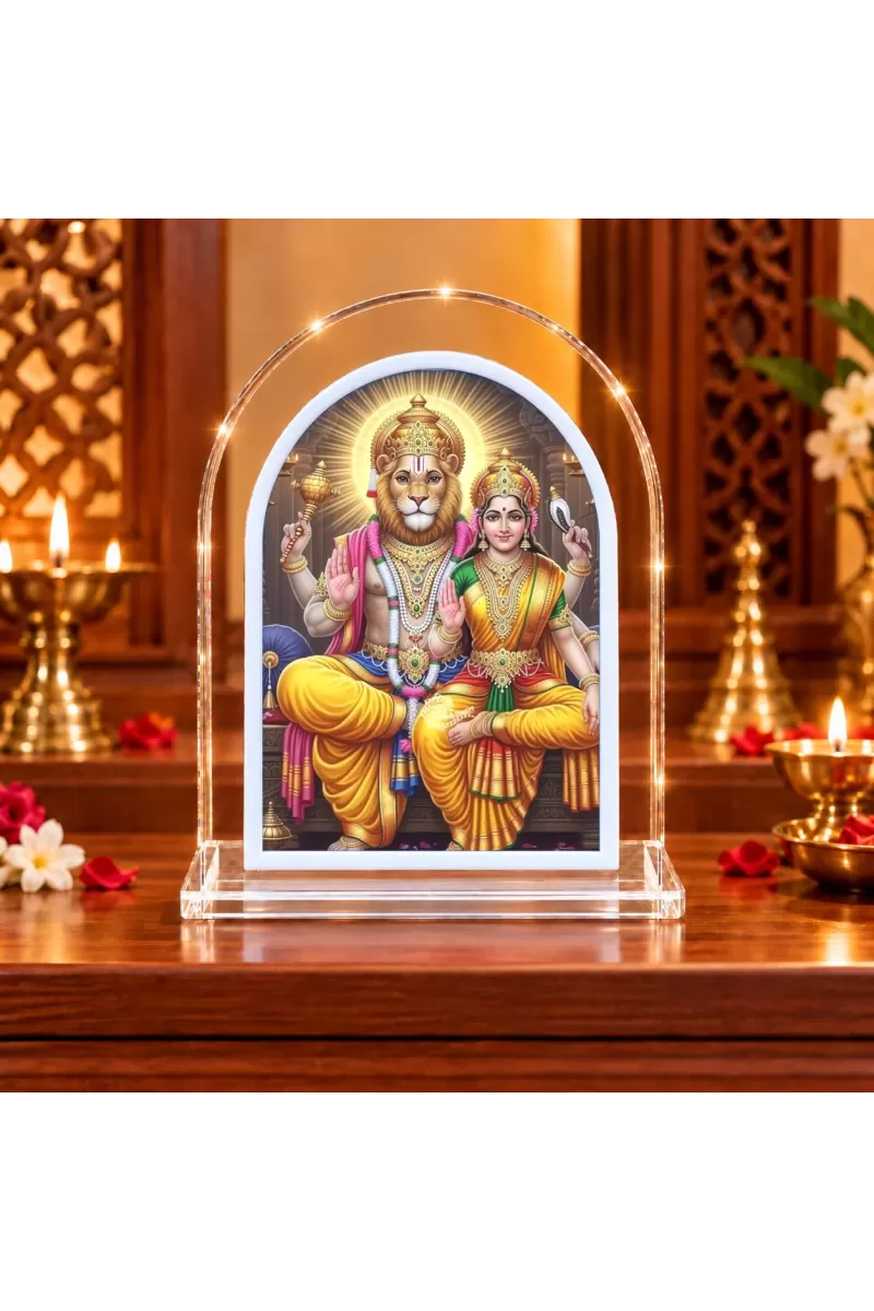 Lakshmi Narasimha L Shape Acrylic Showpiece 3 X 3.5 Inch For Home, Office And Car (F176388)