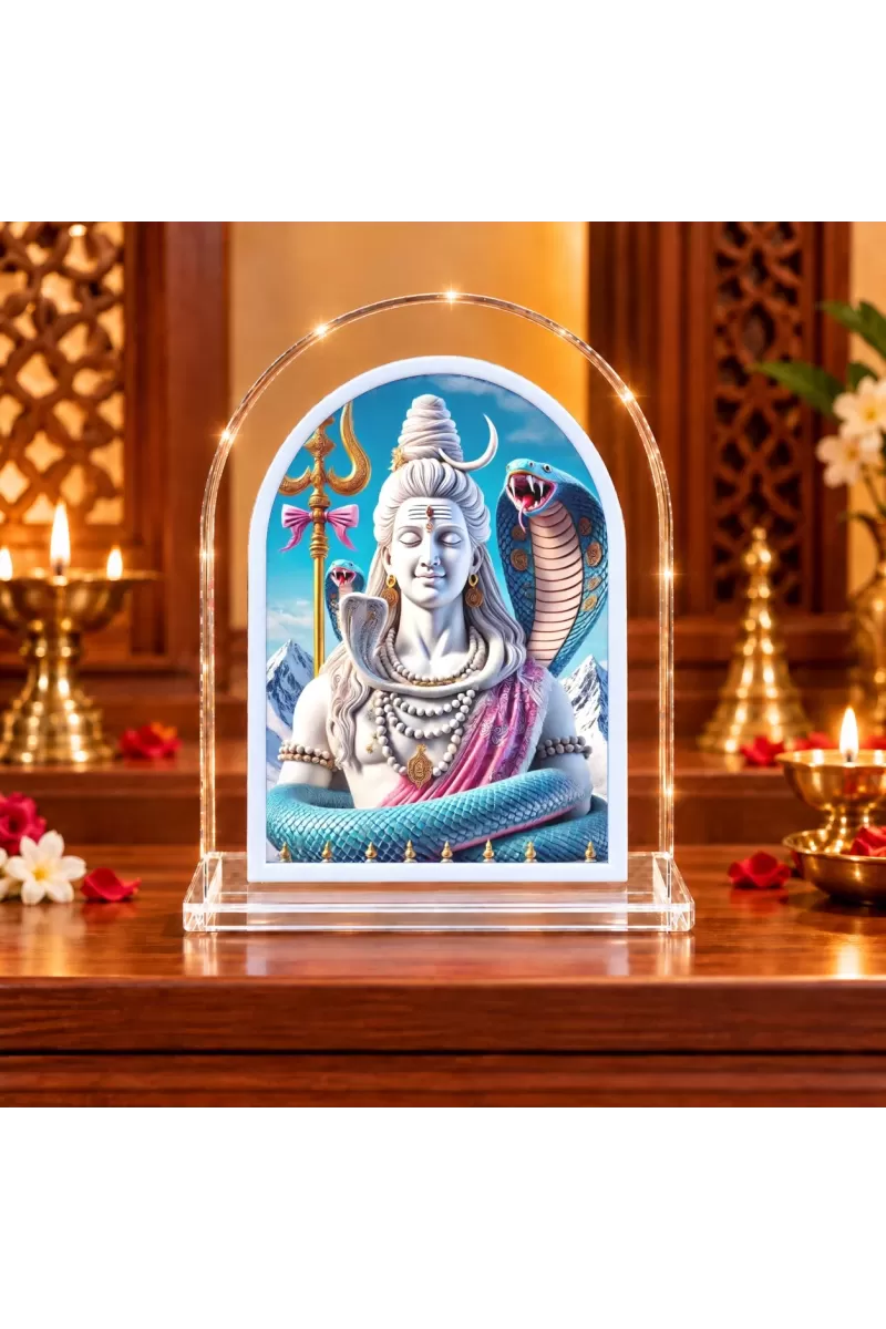 Lord Shiva L Shape Acrylic Showpiece 3 X 3.5 Inch For Home, Office And Car (F176390)