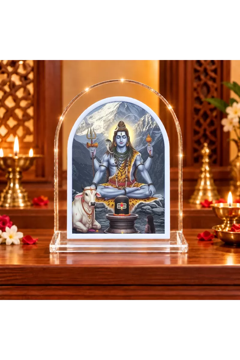 Lord Shiva L Shape Acrylic Showpiece 3 X 3.5 Inch For Home, Office And Car (F176391)