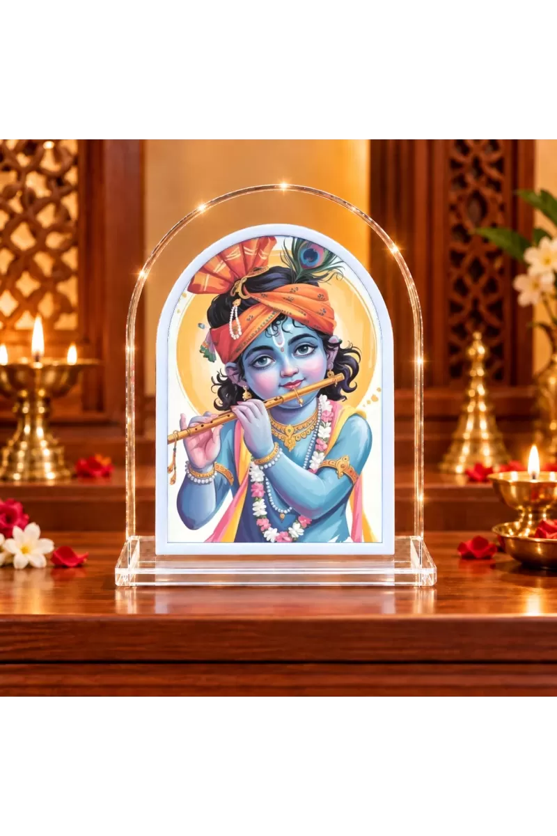 Lord Krishna L Shape Acrylic Showpiece 3 X 3.5 Inch For Home, Office And Car (F176392)