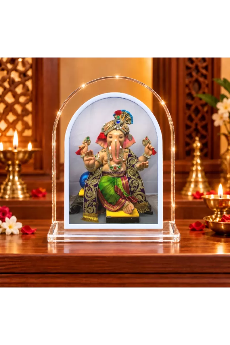 Lord Ganesha L Shape Acrylic Showpiece 3 X 3.5 Inch For Home, Office And Car (F176401)