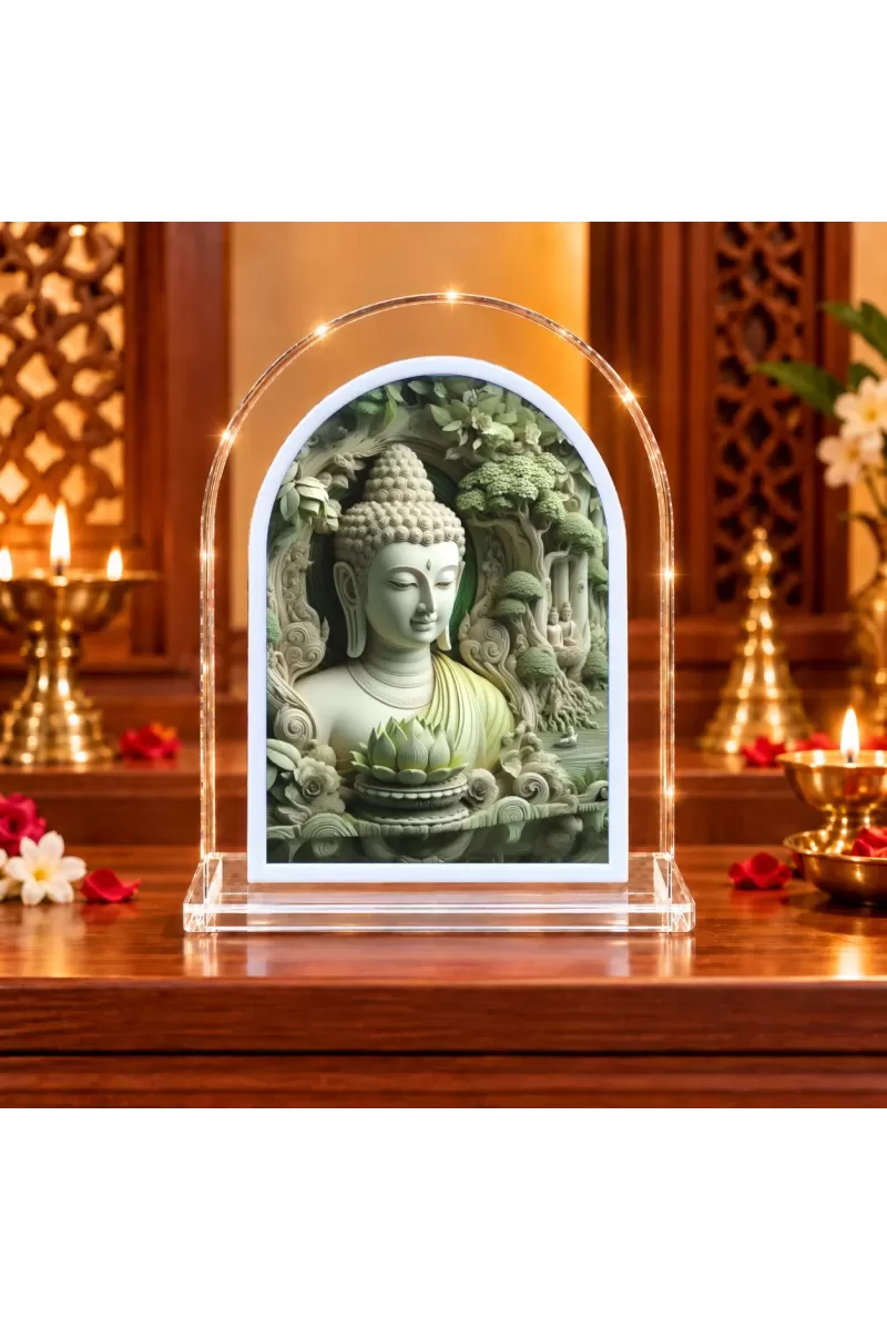 Buddha L Shape Acrylic Showpiece 3 X 3.5 Inch For Home, Office And Car (F176404)