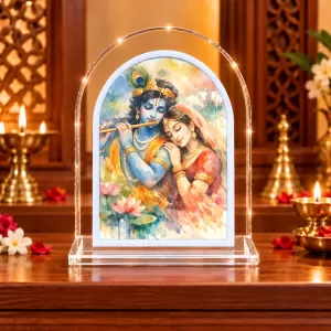 Radha Krishna L Shape Acrylic Showpiece 3 X 3.5 Inch For Home, Office And Car (F176407)