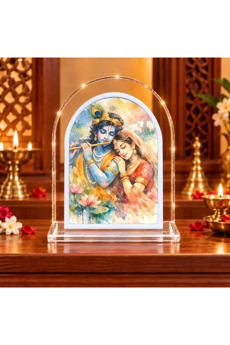 Radha Krishna L Shape Acrylic Showpiece 3 X 3.5 Inch For Home, Office And Car (F176407)
