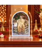 Pramukh Swami Maharaj L Shape Acrylic Showpiece 3 X 3.5 Inch For Home, Office And Car (F176408)