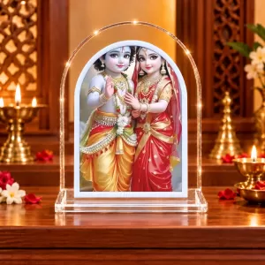 Radha Krishna L Shape Acrylic Showpiece 3 X 3.5 Inch For Home, Office And Car (F176416)
