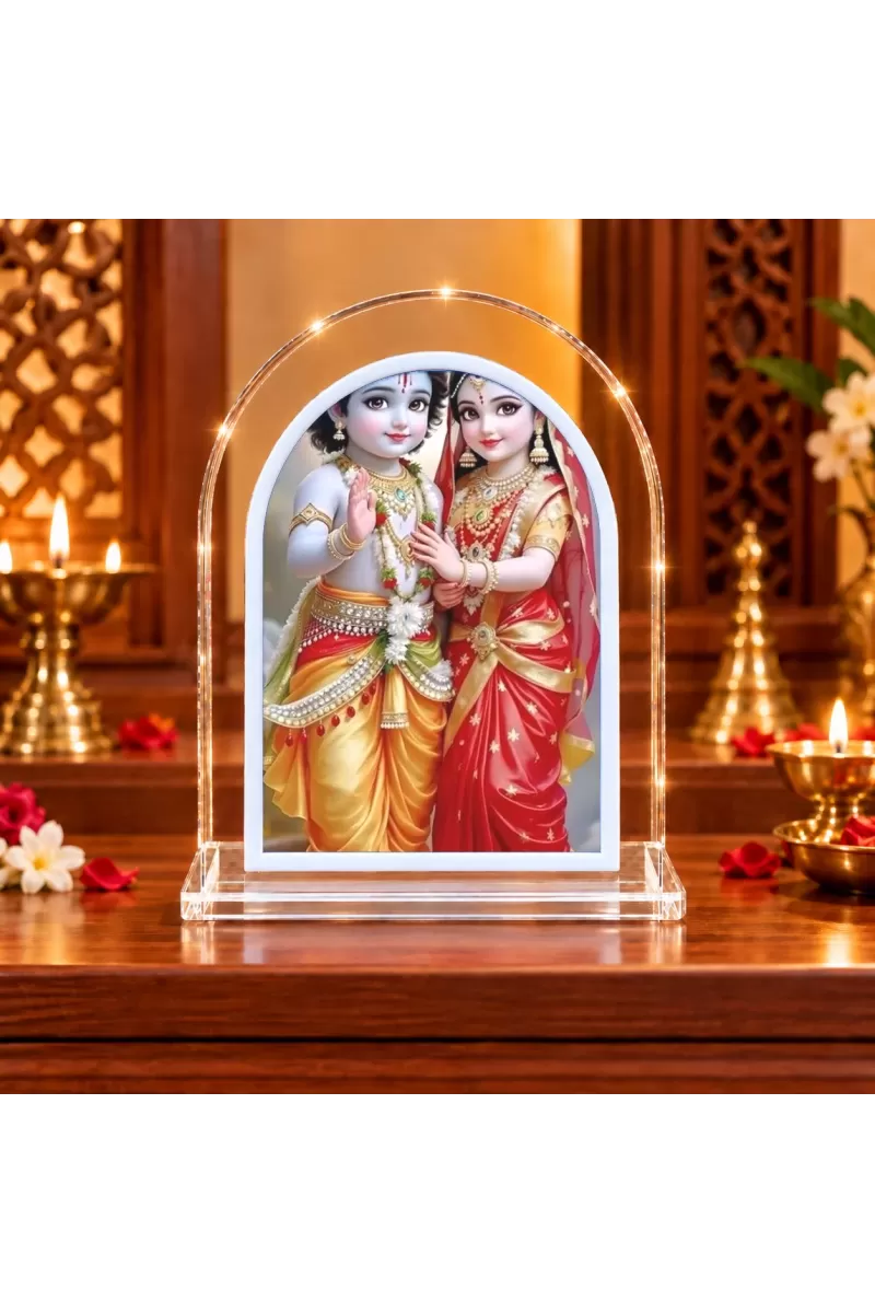 Radha Krishna L Shape Acrylic Showpiece 3 X 3.5 Inch For Home, Office And Car (F176416)
