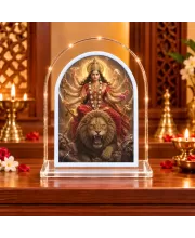Durga Maa L Shape Acrylic Showpiece 3 X 3.5 Inch For Home, Office And Car (F176417)