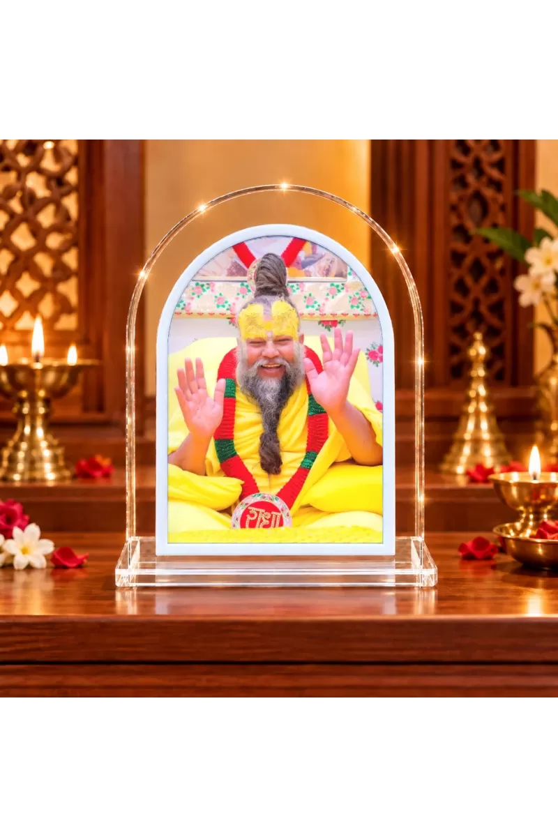 Premanand Maharaj Ji L Shape Acrylic Showpiece 3 X 3.5 Inch For Home, Office And Car (F176419)