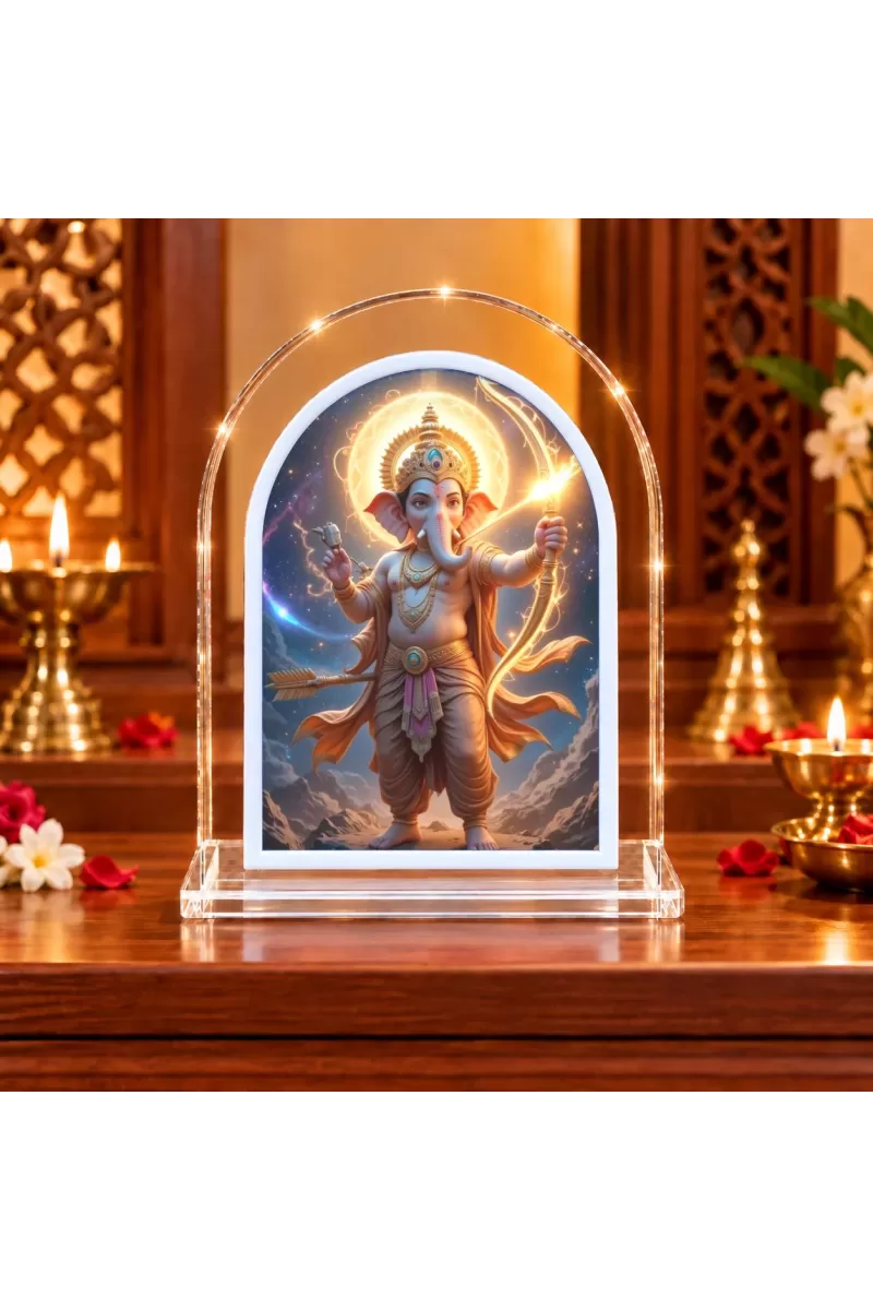 Lord Ganesha L Shape Acrylic Showpiece 3 X 3.5 Inch For Home, Office And Car (F176422)