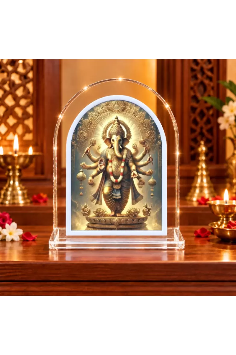 Lord Ganesha L Shape Acrylic Showpiece 3 X 3.5 Inch For Home, Office And Car (F176425)