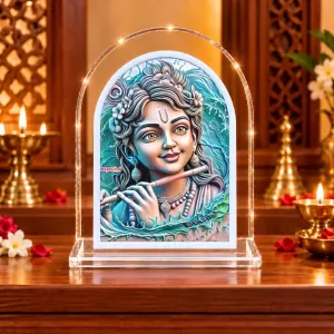 Lord Krishna L Shape Acrylic Showpiece 3 X 3.5 Inch For Home, Office And Car (F176430)
