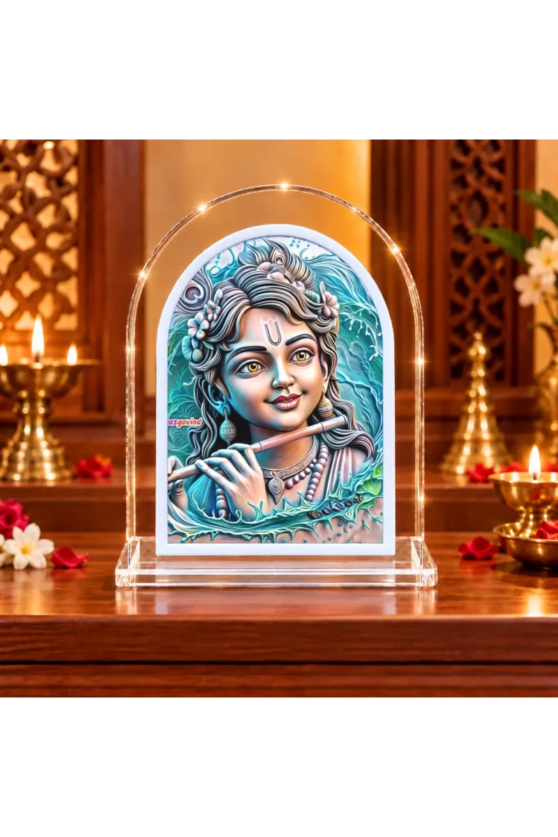 Lord Krishna L Shape Acrylic Showpiece 3 X 3.5 Inch For Home, Office And Car (F176430)