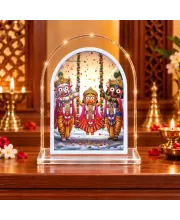 Lord Jagannath Balaram And Subhadra L Shape Acrylic Showpiece 3 X 3.5 Inch For Home, Office And Car (F176431)