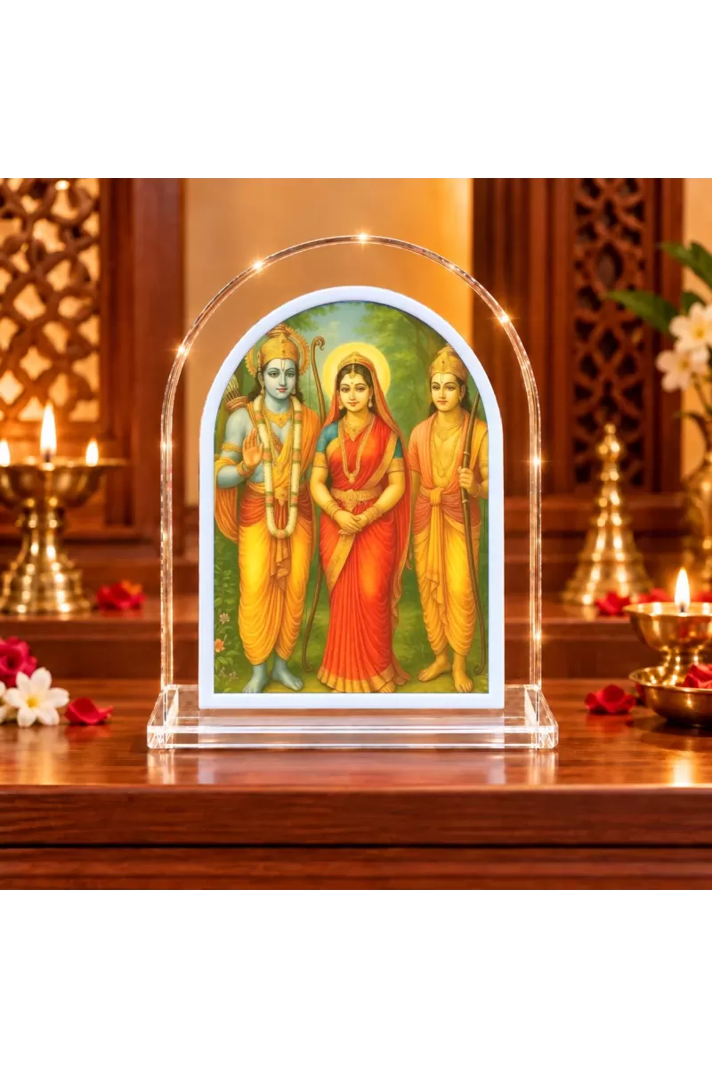 Ram Sita Lakshman L Shape Acrylic Showpiece 3 X 3.5 Inch For Home, Office And Car (F176432)
