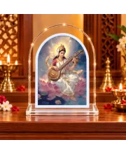 Goddess Saraswati L Shape Acrylic Showpiece 3 X 3.5 Inch For Home, Office And Car (F176436)