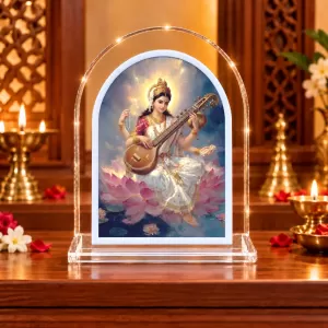Goddess Saraswati L Shape Acrylic Showpiece 3 X 3.5 Inch For Home, Office And Car (F176436) Goddess Saraswati L Shape Acrylic Showpiece 3 X 3.5 Inch For Home, Office And Car (F176436)