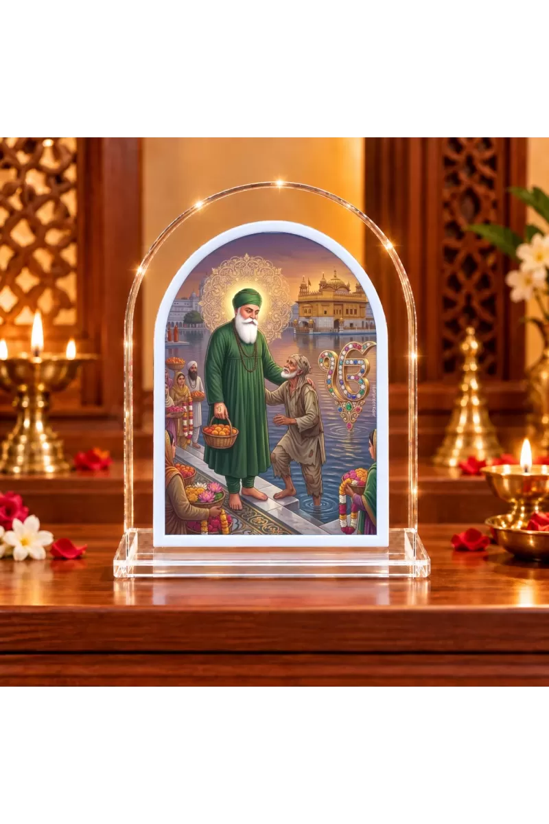 Guru Nanak Ji L Shape Acrylic Showpiece 3 X 3.5 Inch For Home, Office And Car (F176437)